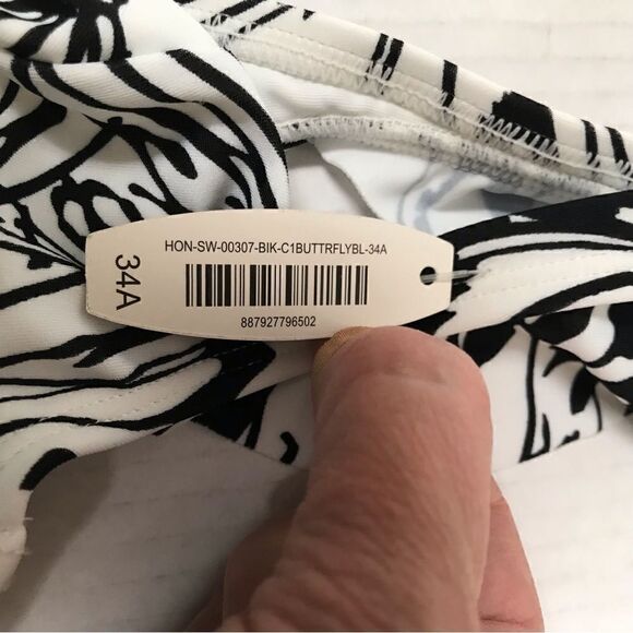 Adore Me black & white butterfly two piece bikini swimsuit 34A/M - Picture 4 of 6